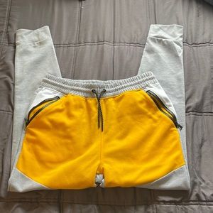 whitetag street wear gray and orange joggers